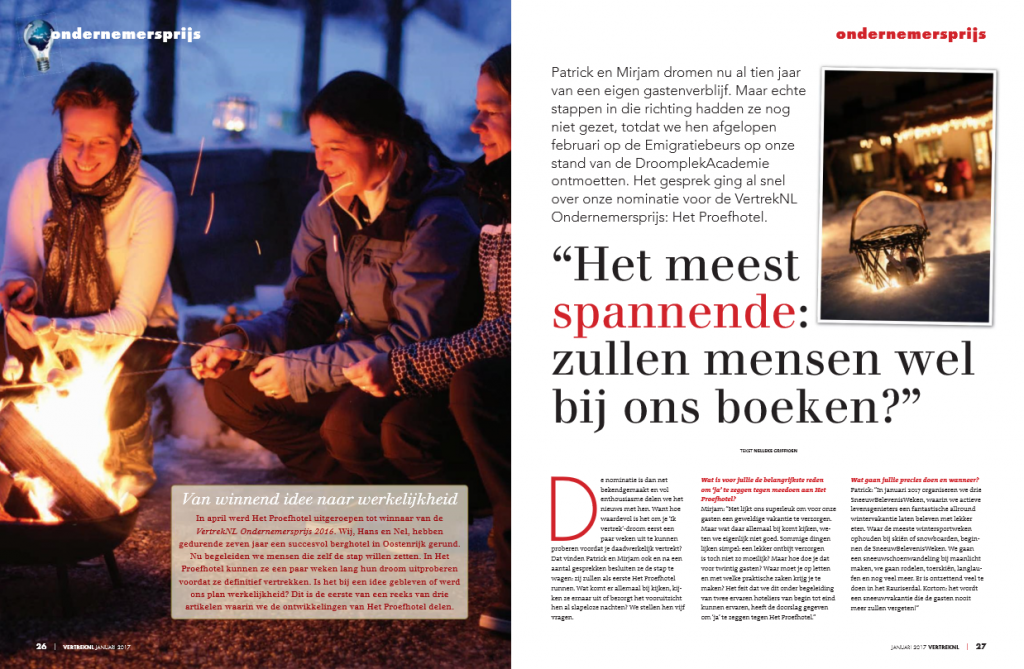 VertrekNL Magazine januari 2017 - Proefhotel 1